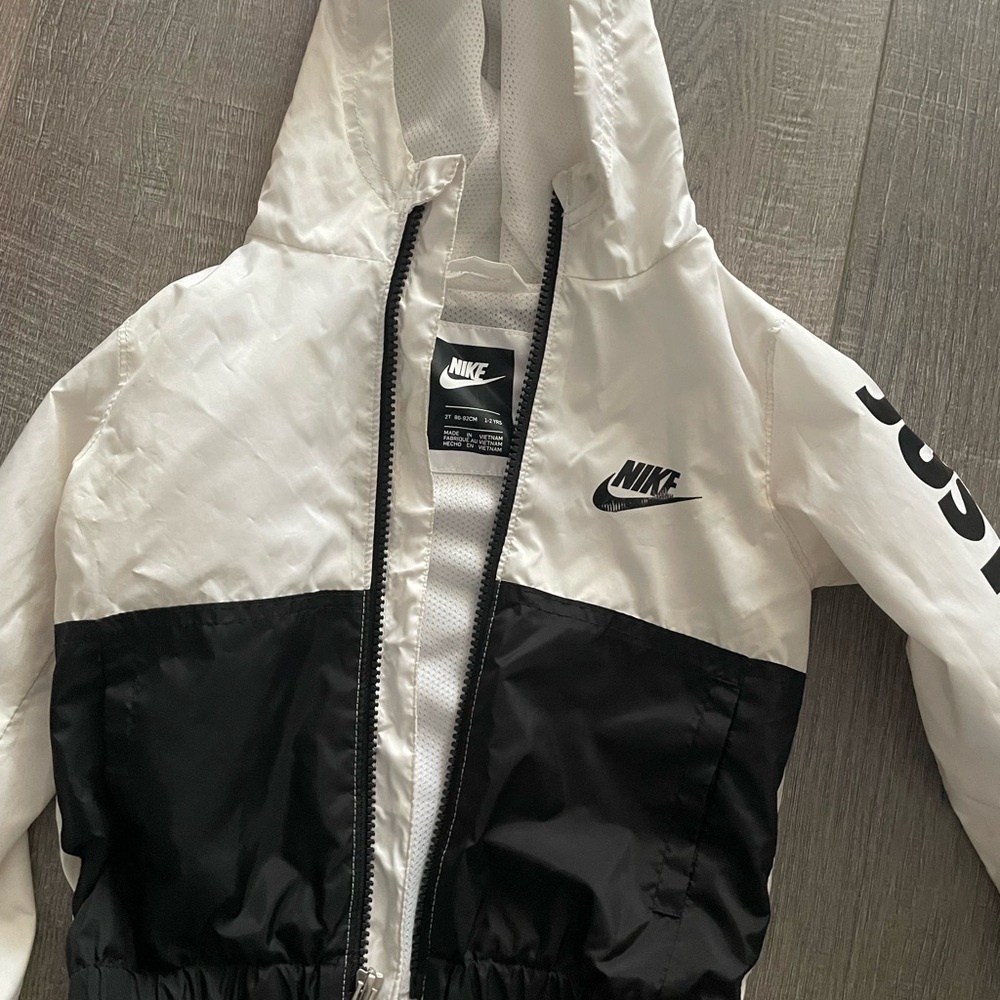Nike Black and White Raincoat with Hood
